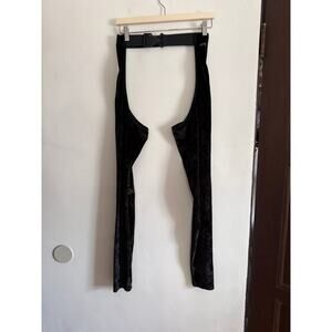 Berlous Collection | Black Velvet Elastic Waist Chaps | Medium | Pole Strip Rave